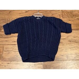 Vintage Chaus Women's Navy Blue Cable Knit Sweater Henley Button Neck Size Small